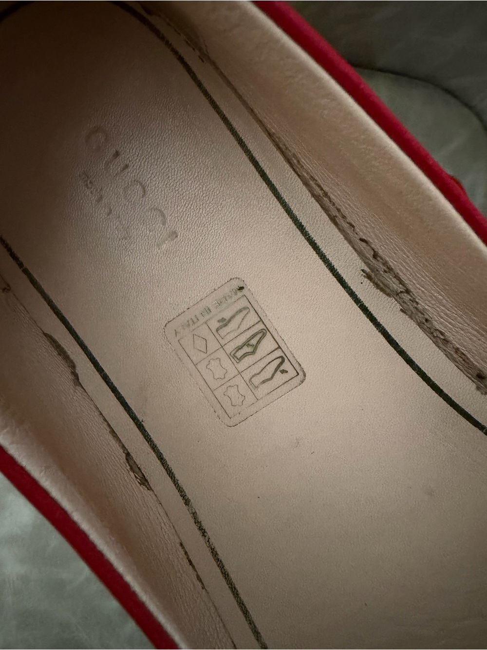 Gucci Red Leather Web-Strap Ballet Flats - Picture 9 of 9